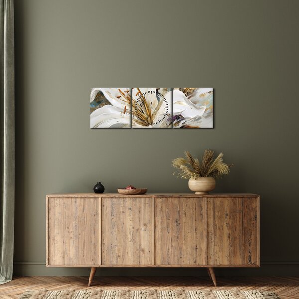 Kép - Absztrakció liliommal (órával) (90x30 cm)