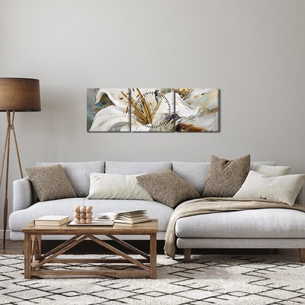 Kép - Absztrakció liliommal (órával) (90x30 cm)