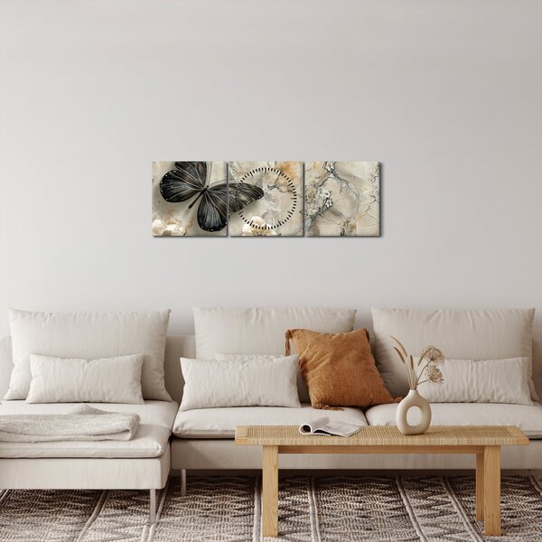 Kép - Márvány háttér pillangókkal (órával) (90x30 cm)