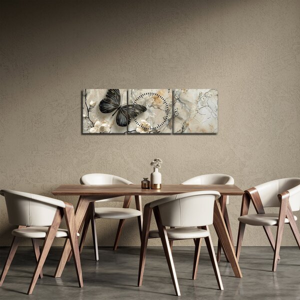 Kép - Márvány háttér pillangókkal (órával) (90x30 cm)