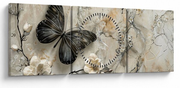 Kép - Márvány háttér pillangókkal (órával) (90x30 cm)