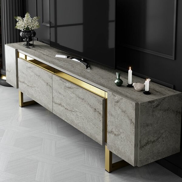 Hanah Home TV állvány Travertine Gold Yildiz - Travertin, Arany