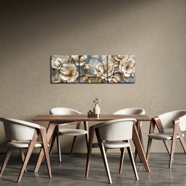 Kép - Márvány háttér virágokkal (órával) (90x30 cm)