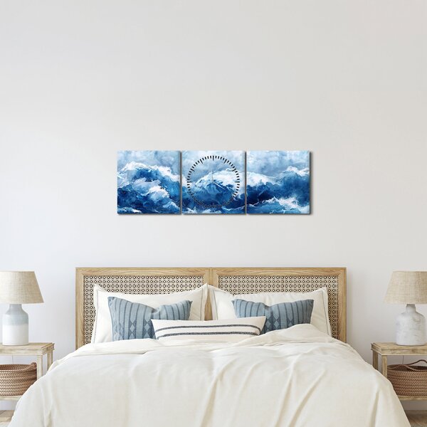 Kép - A tenger illusztrációja (órával) (90x30 cm)