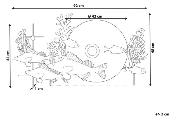Fali Dekoráció Hal BARIUM Fém 48 cm Kék