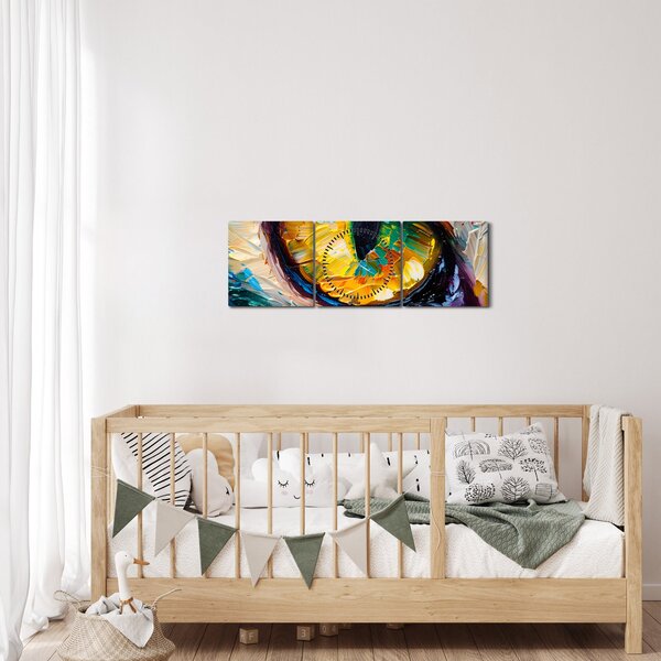 Kép - Macskaszem festmény (órával) (90x30 cm)
