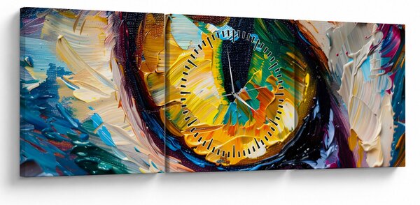 Kép - Macskaszem festmény (órával) (90x30 cm)