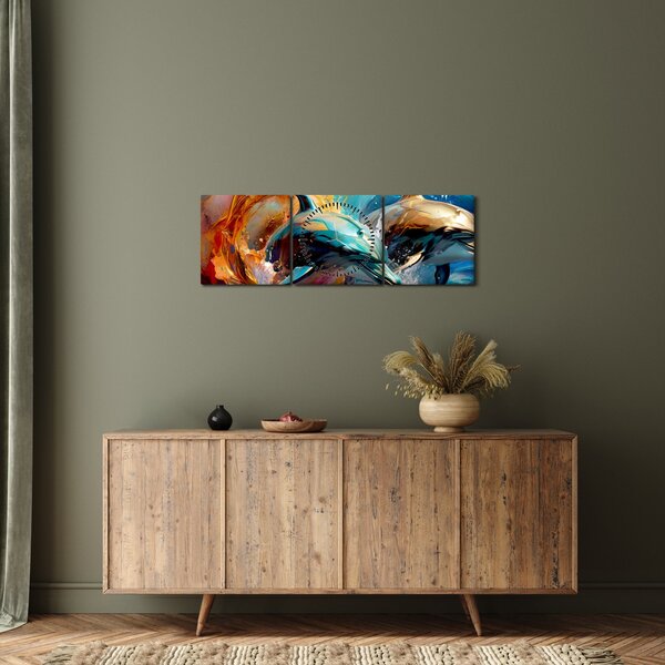 Kép - Delfin festmény (órával) (90x30 cm)