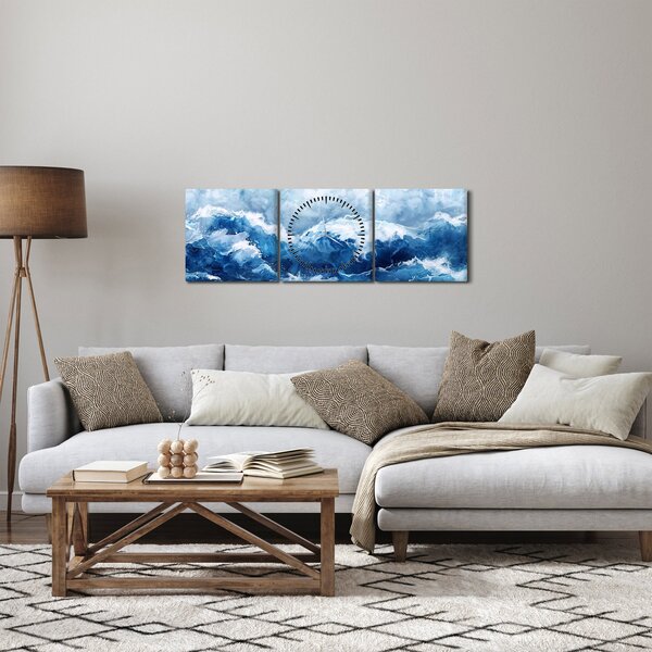 Kép - A tenger illusztrációja (órával) (90x30 cm)