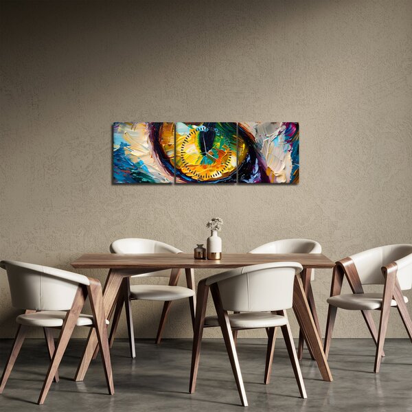 Kép - Macskaszem festmény (órával) (90x30 cm)