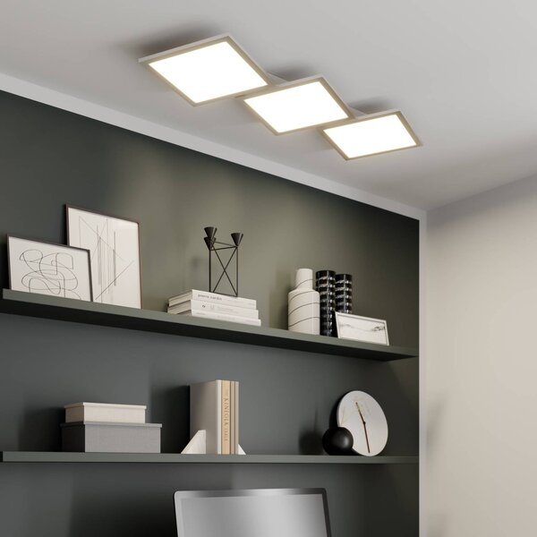 Lucande LED mennyezeti lámpa Ilira, 3 lámpás, ezüst, CCT, dimmelhető, dimmelhető, Alu / szürke / cink, Konyha, Alumínium, Modern