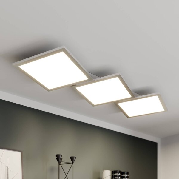 Lucande LED mennyezeti lámpa Ilira, 3 lámpás, ezüst, CCT, dimmelhető, dimmelhető, Alu / szürke / cink, Konyha, Alumínium, Modern