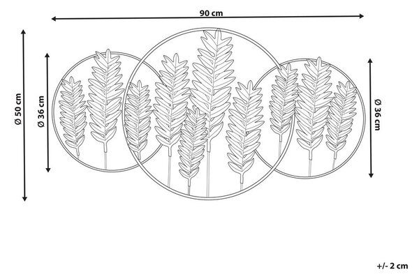Fali Dekoráció Levél COPERNICIUM Fém 50 cm Arany