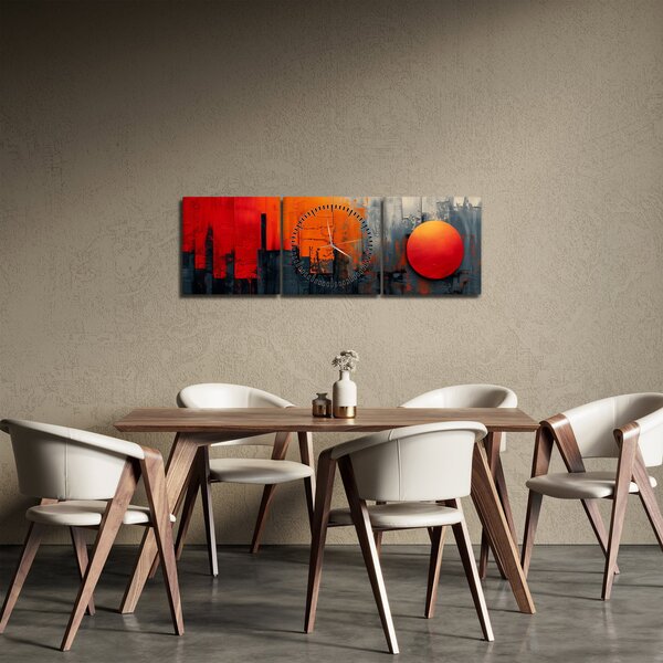 Kép - Absztrakt festmény a városról (órával) (90x30 cm)