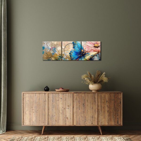 Kép - Virágok és pillangók festése (órával) (90x30 cm)