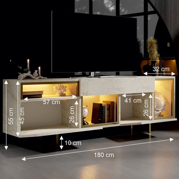 Hanah Home TV állvány Travertine Gold Norm - Travertin, Arany