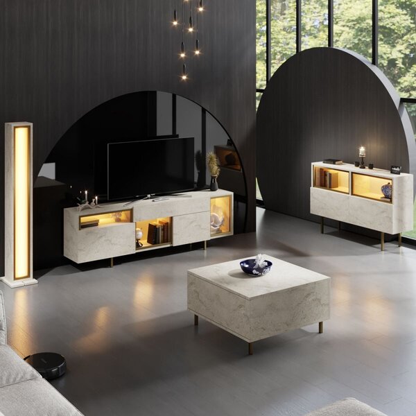 Hanah Home TV állvány Travertine Gold Norm - Travertin, Arany