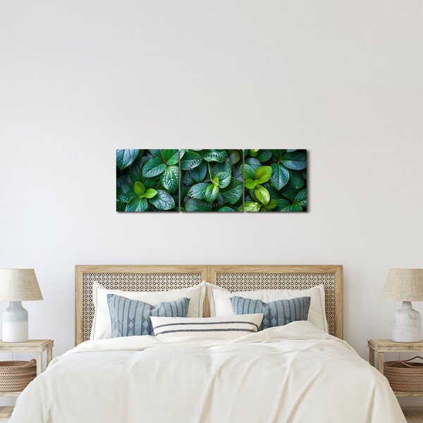 Kép - Zöld növények (órával) (90x30 cm)