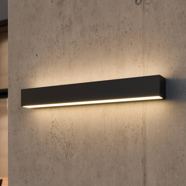 Lucande Lengo LED fali világítás, 50 cm, antracit, felfelé/lefelé irányuló, Fekete, Alumínium, Modern