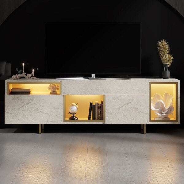 Hanah Home TV állvány Travertine Gold Norm - Travertin, Arany