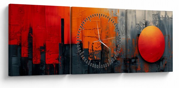 Kép - Absztrakt festmény a városról (órával) (90x30 cm)