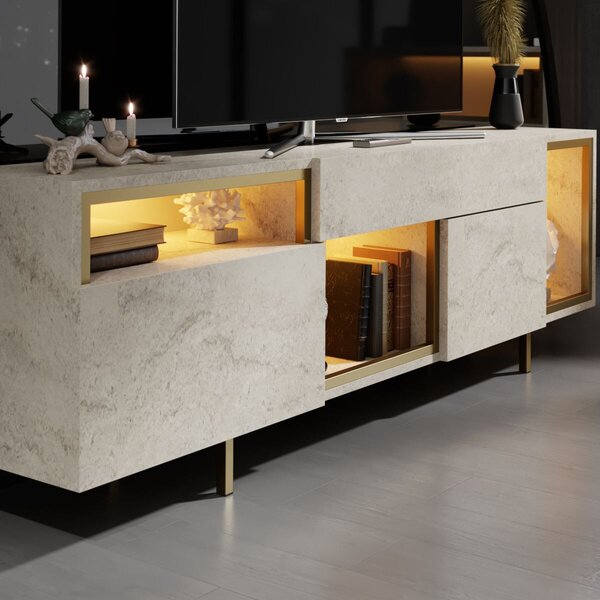 Hanah Home TV állvány Travertine Gold Norm - Travertin, Arany