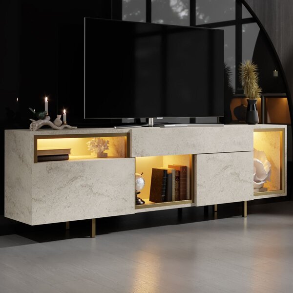 Hanah Home TV állvány Travertine Gold Norm - Travertin, Arany