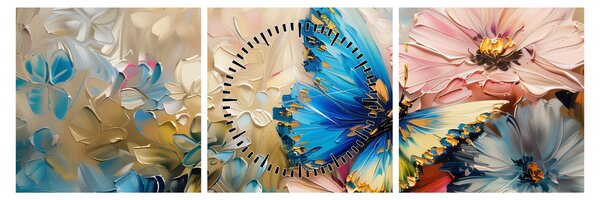 Kép - Virágok és pillangók festése (órával) (90x30 cm)