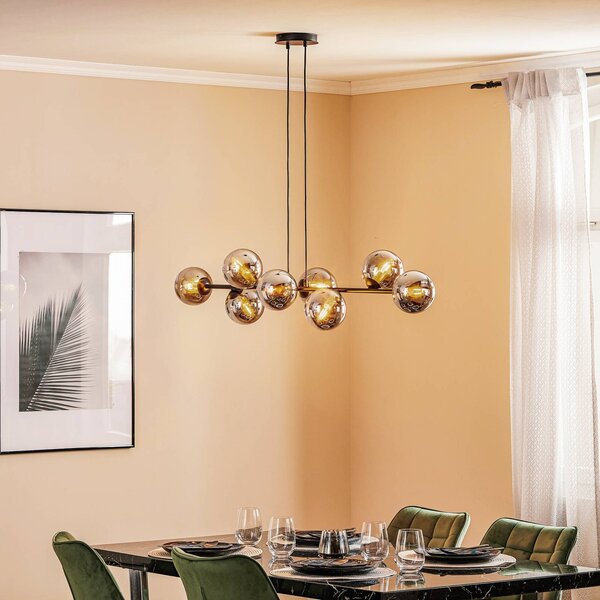 EMIBIG LIGHTING Üveges függőlámpa, 8-as lámpa, fekete, grafit, üveg, E14, dimmelhető, Fekete, Nappali / Étkező, Üveg, Modern