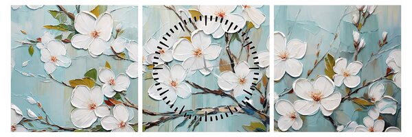 Kép - Festés, virágzó faágak (órával) (90x30 cm)