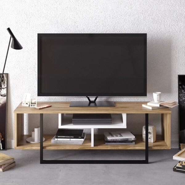 Hanah Home Asal (120) TV állvány - Tölgy, Fehér, Fekete