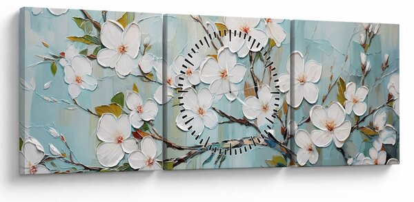 Kép - Festés, virágzó faágak (órával) (90x30 cm)