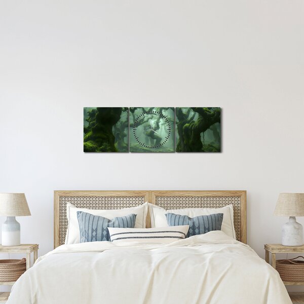 Kép - Egy mohával borított erdő (órával) (90x30 cm)