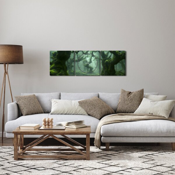 Kép - Egy mohával borított erdő (órával) (90x30 cm)