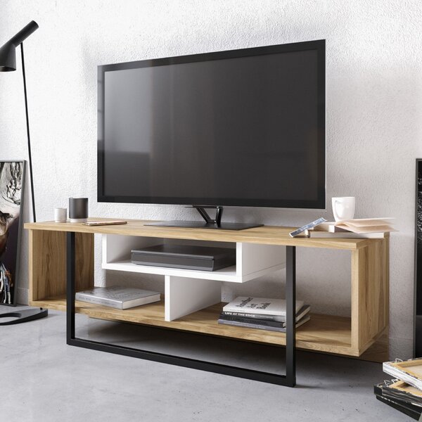 Hanah Home Asal (120) TV állvány - Tölgy, Fehér, Fekete