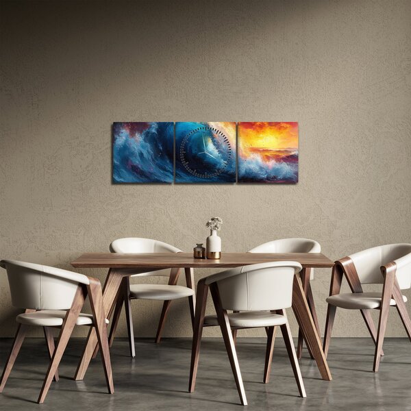 Kép - Hullám a naplementében (órával) (90x30 cm)