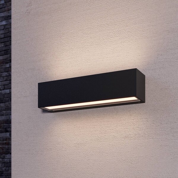 Lucande LED fali világítás Lengo, 25 cm, antracit, felfelé/lefelé 3000 K, Fekete, Alumínium, Modern