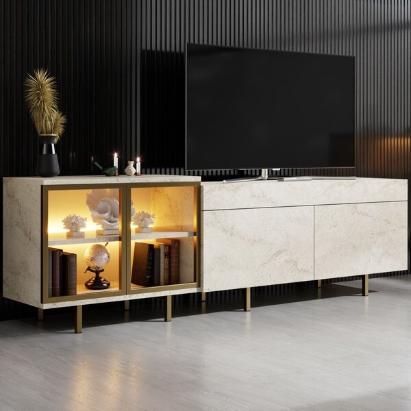 Hanah Home TV állvány, Travertin Arany Vienna - Travertin, Arany