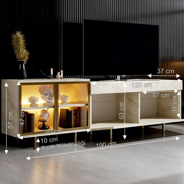 Hanah Home TV állvány, Travertin Arany Vienna - Travertin, Arany