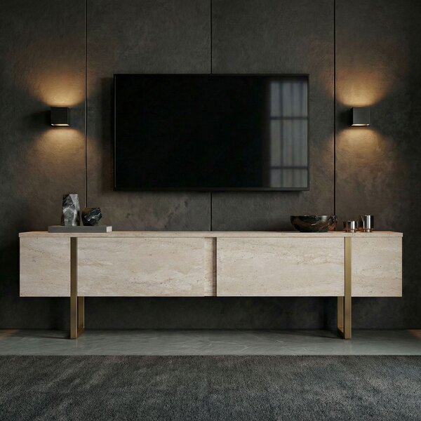 Hanah Home Onera TV állvány, Travertin, Arany