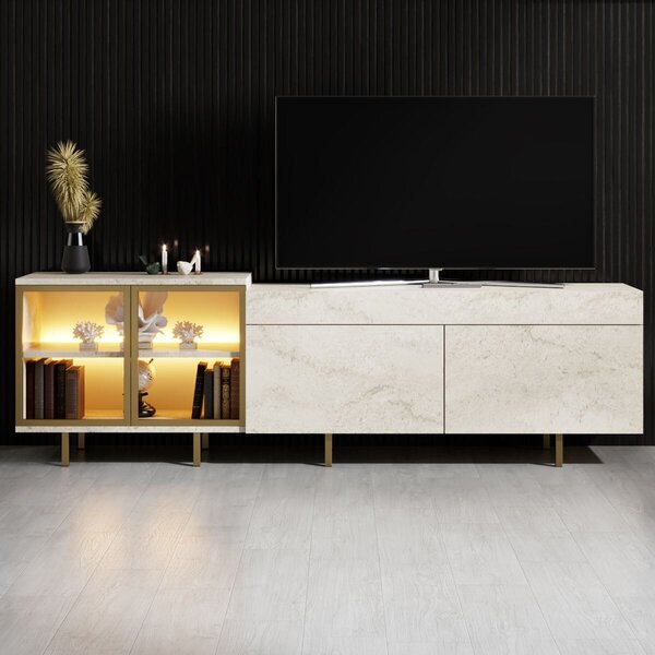 Hanah Home TV állvány, Travertin Arany Vienna - Travertin, Arany