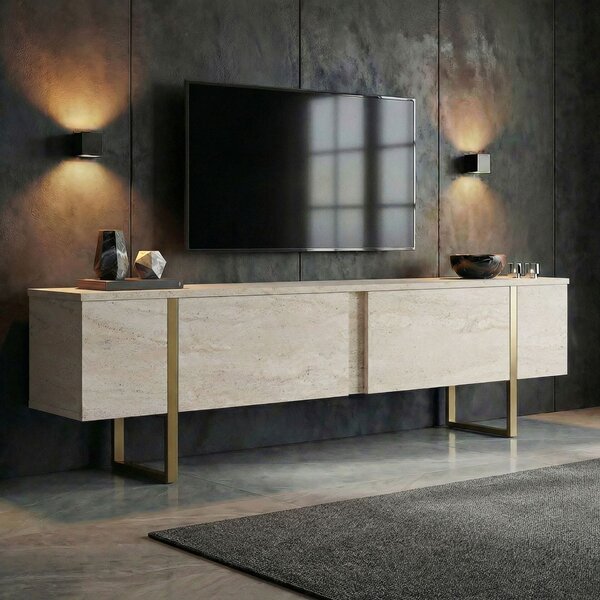 Hanah Home Onera TV állvány, Travertin, Arany