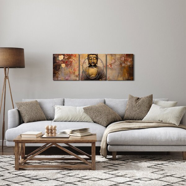Kép - Buddha, festészet (órával) (90x30 cm)