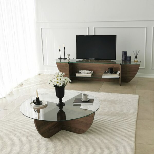 Hanah Home TV Stand Walnut Lily TV - Walnut