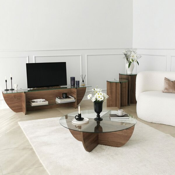 Hanah Home TV Stand Walnut Lily TV - Walnut