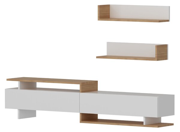 Hanah Home TV szekrény White Teak Ayaz - Fehér, Tík