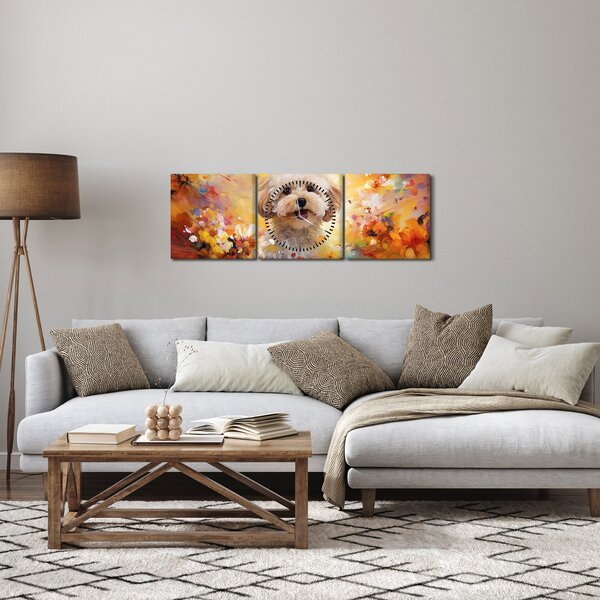 Kép - Boldog kutya (órával) (90x30 cm)