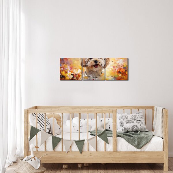 Kép - Boldog kutya (órával) (90x30 cm)