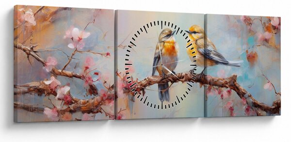 Kép - Lovebirds (órával) (90x30 cm)