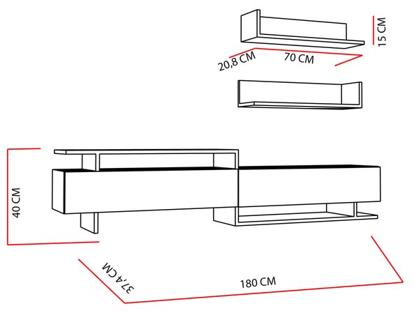 Hanah Home TV szekrény White Teak Ayaz - Fehér, Tík
